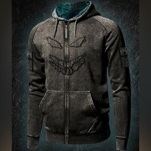 Vintage Y2K Disturbed Hoodie Full Zip Mens Large Black Metal Band Music RARE